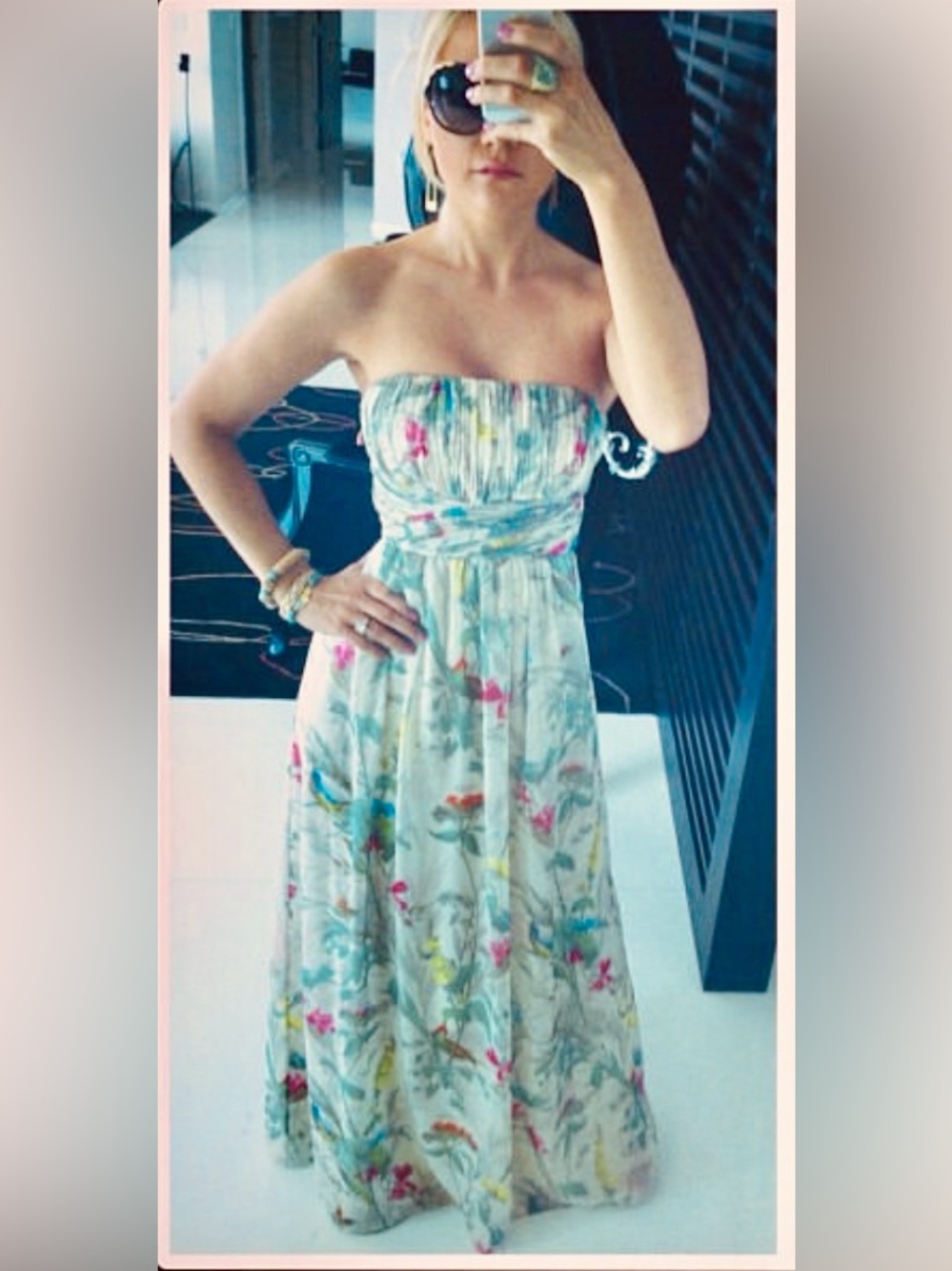 Ted Baker Strapless Floral Maxi Dress size 0